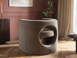 SOLACE+CO Leela Modern Accent Chair Beige Velvet - thumbnail 3