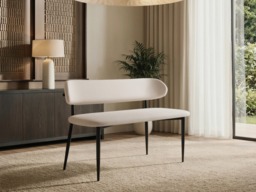 " SOLACE+CO Varm & Cyra Black Dining Table Set with 2 Beige Chenille Benches" - thumbnail 3