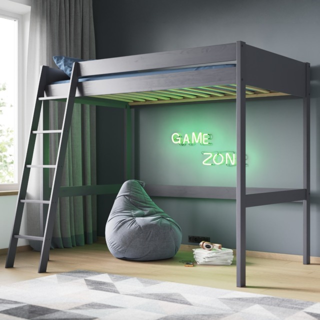 Noomi Tera Solid Wood Small Double High Sleeper Grey (FSC-Certified) - image 1