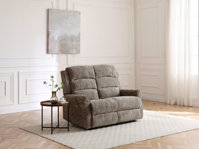 Kyoto Baxter 2 Seater Electric Recliner New Fawn Chenille - image 1