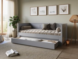 Noomi Erika Guest Bed with Drawer Grey (FSC-Certified) - thumbnail 2