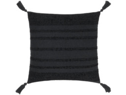 "Yard Larch Woven Polyester Cushion with Tassels-Black " - thumbnail 2