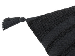 "Yard Larch Woven Polyester Cushion with Tassels-Black " - thumbnail 4