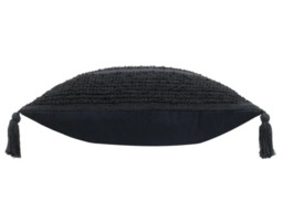 "Yard Larch Woven Polyester Cushion with Tassels-Black " - thumbnail 3