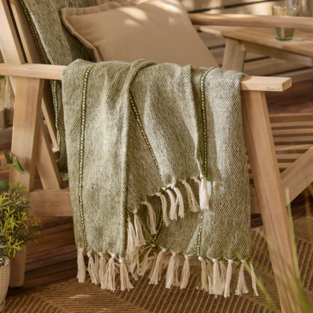 Yard Hedon Woven Indoor Outdoor Throw-Moss - image 1