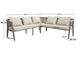 SOLACE+CO Dayton Corner Sofa & Coffee Table Garden Set Beige - thumbnail 6