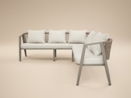 SOLACE+CO Dayton Corner Sofa & Coffee Table Garden Set Beige - thumbnail 4