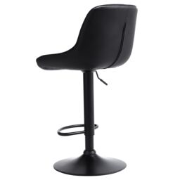 Living & Home 2 Pcs Faux Leather Height Adjustable Bar Stool Black - thumbnail 4