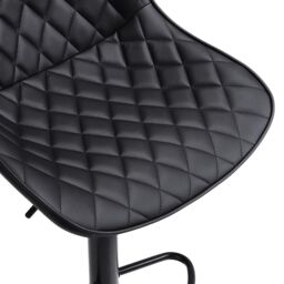 Living & Home 2 Pcs Faux Leather Height Adjustable Bar Stool Black - thumbnail 6
