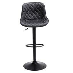 Living & Home 2 Pcs Faux Leather Height Adjustable Bar Stool Black - thumbnail 2