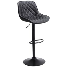 Living & Home 2 Pcs Faux Leather Height Adjustable Bar Stool Black - thumbnail 3