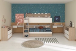 Parisot Shelter Bunk Bed with Storage Underneath White & Oak - thumbnail 3
