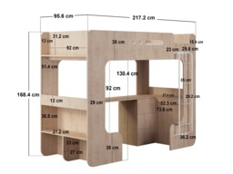 Flair Jaxx High Sleeper Bed with Desk & Storage Oak - thumbnail 5