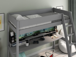 Kids Avenue Estella High Sleeper Loft Bed with Desk Underneath Grey - thumbnail 3