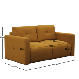 SOLACE+CO Wilfie 2 Seater Chenille Sofa Mustard - thumbnail 6