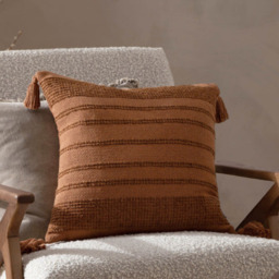 Yard Larch Woven Polyester Cushion with Tassels-Ginger - thumbnail 1