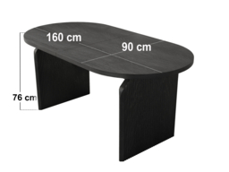 "SOLACE+CO Varm Oval Extendable Dining Table Wood Effect Ribbed Black " - thumbnail 7