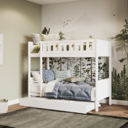 Flair Bea Shorty Wooden Bunk Bed with Trundle-White - thumbnail 1