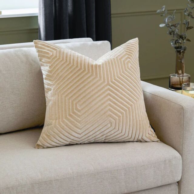 Paoletti Evoke 55 x 55cm Polyester Filled Velvet Cushion-Ivory - image 1