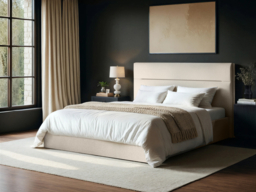 SOLACE+CO Nela Ottoman Bed Woven Fabric Cream Kingsize - thumbnail 1