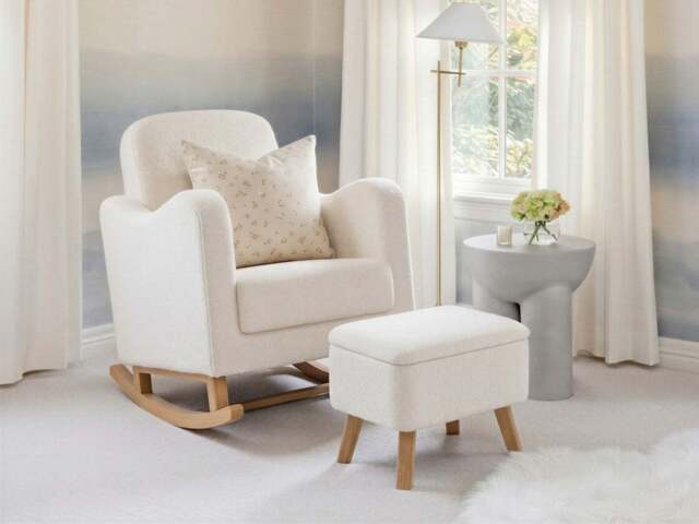Bebe & Beyond Soother Nursing Chair and Stool Set Off White - image 1