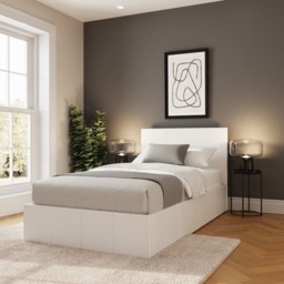 GFW End Lift Ottoman Storage Bed-White/White-Single - thumbnail 1