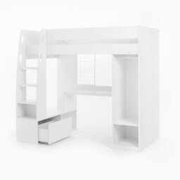 Flair Harry High Sleeper with Desk & Wardrobe White - thumbnail 6