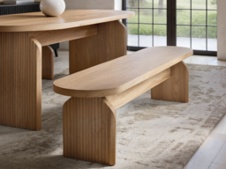 SOLACE+CO Varm Ribbed Oval Dining Table with Bench & Aiko Chairs Set of 2 - thumbnail 3