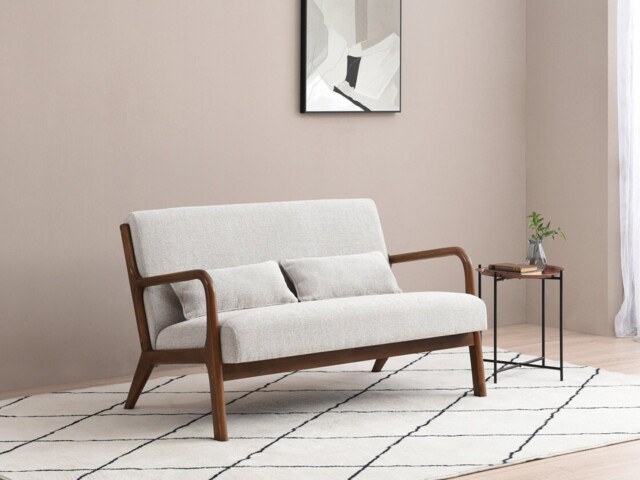 Kyoto Inca 2 Seater Chair with Wooden Frame Natural Woven Chenille - image 1
