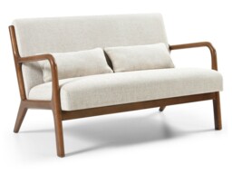 Kyoto Inca 2 Seater Chair with Wooden Frame Natural Woven Chenille - thumbnail 2