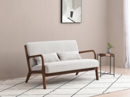 Kyoto Inca 2 Seater Chair with Wooden Frame Natural Woven Chenille - thumbnail 1
