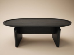 "SOLACE+CO Varm Ribbed Wooden Oval Coffee Table Black " - thumbnail 3