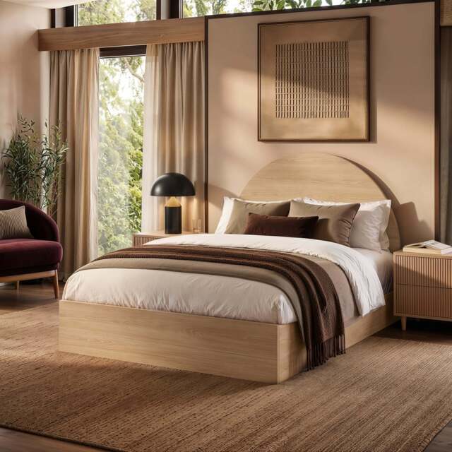 Flair Allison Ottoman Bed with Curved Headboard Oak Double - image 1