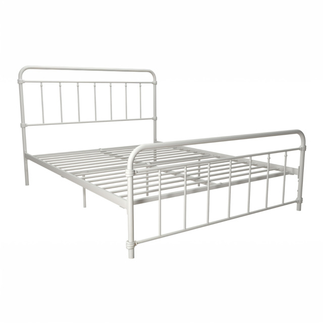 Dorel Wallace Metal Bed Frame-White-Double - image 1