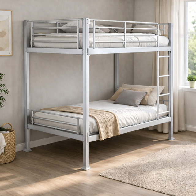 Wholesale Beds No Bolt Metal Bunk Bed-Silver-Small Single - image 1