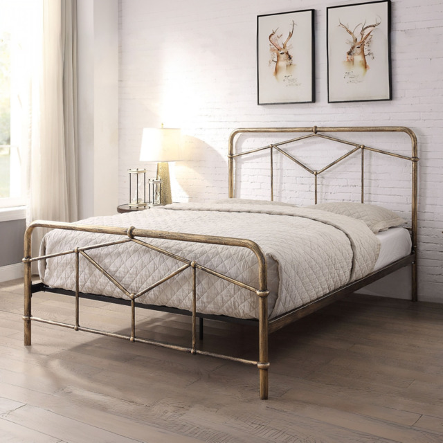 Flintshire Furniture Axton Antique Bronze Metal Bed Frame-Double - image 1
