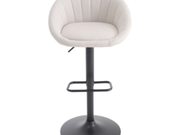 Living & Home Set of 2 Height Adjustable Swivel Bar Stools with Backrest Beige Linen Black Base - thumbnail 3