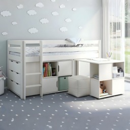 Noomi Nora Mid Sleeper Cabin Bed Full Set White Solid Wood (FSC-Certified)