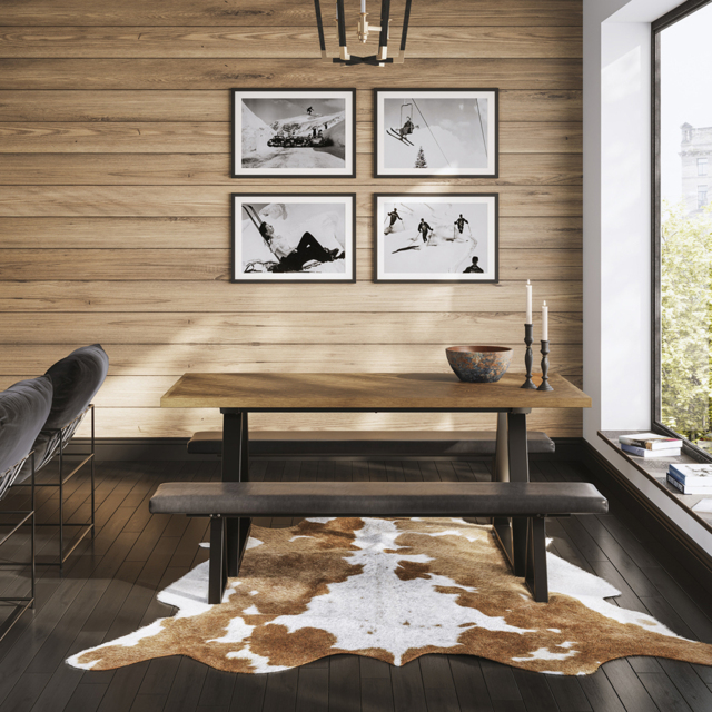 LPD Hyde Dining Table with 2 Hyde Black Benches-Whiskey - image 1