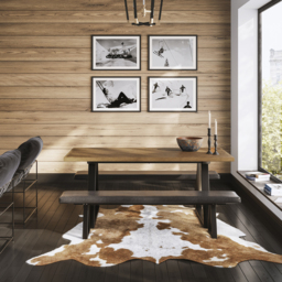 LPD Hyde Dining Table with 2 Hyde Black Benches-Whiskey