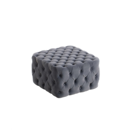 Living & Home Grey Velvet Buttoned Tufted Footstool for Style and Comfort