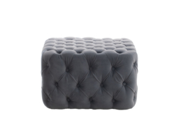 Living & Home Grey Velvet Buttoned Tufted Footstool for Style and Comfort - thumbnail 2