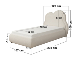 Flair Elyna Single Upholstered Bed with Cloud Headboard Cream Boucle - thumbnail 5
