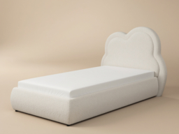 Flair Elyna Single Upholstered Bed with Cloud Headboard Cream Boucle - thumbnail 3