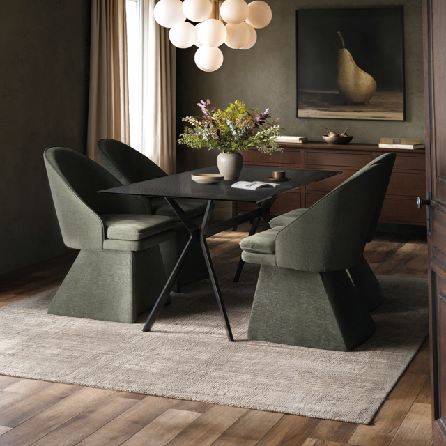 SOLACE+CO Emil Mottled Glass Dining Table with Aiko Chairs Set of 4 - image 1