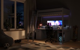 Noomi Tera Solid Wood Gaming High Sleeper Grey (FSC-Certified) - thumbnail 4