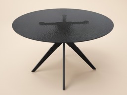 SOLACE+CO Emil & Estella Round Black Mottled Glass Dining Table with 4 Beige Chairs - thumbnail 5