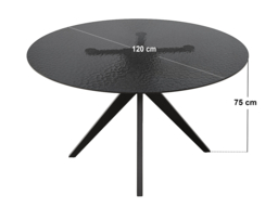 SOLACE+CO Emil & Estella Round Black Mottled Glass Dining Table with 4 Beige Chairs - thumbnail 7
