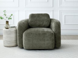 Kyoto Mitch Chenille Swivel Accent Chair Olive - thumbnail 2