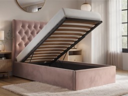 Flair Milan Single Velvet Ottoman Bed Pink - thumbnail 2